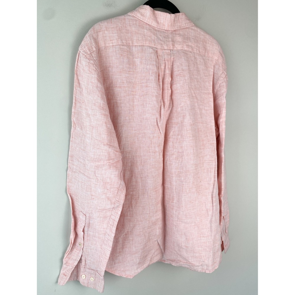 Banana Republic Mens 100% Linen Shirt M Pink Standard Fit Pastel Button Up Prep - Picture 4 of 9